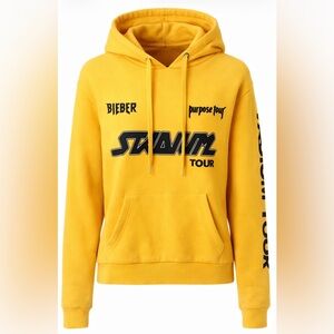 2017 Justin Bieber Stadium Tour Hoodie Purpose Tour NWOT Yellow XS H&M Divided